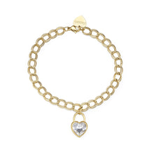 Carica l&#39;immagine nel visualizzatore di Gallery, SYL28 S&#39;AGAPò Bracciale MY LOVE con Charm di Cristallo a forma di cuore Placcato Oro
