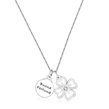 Carica l&#39;immagine nel visualizzatore di Gallery, SYO02 Collana S&#39;AGAPò You con Quadrifoglio e scritta &quot;Buona fortuna&quot;
