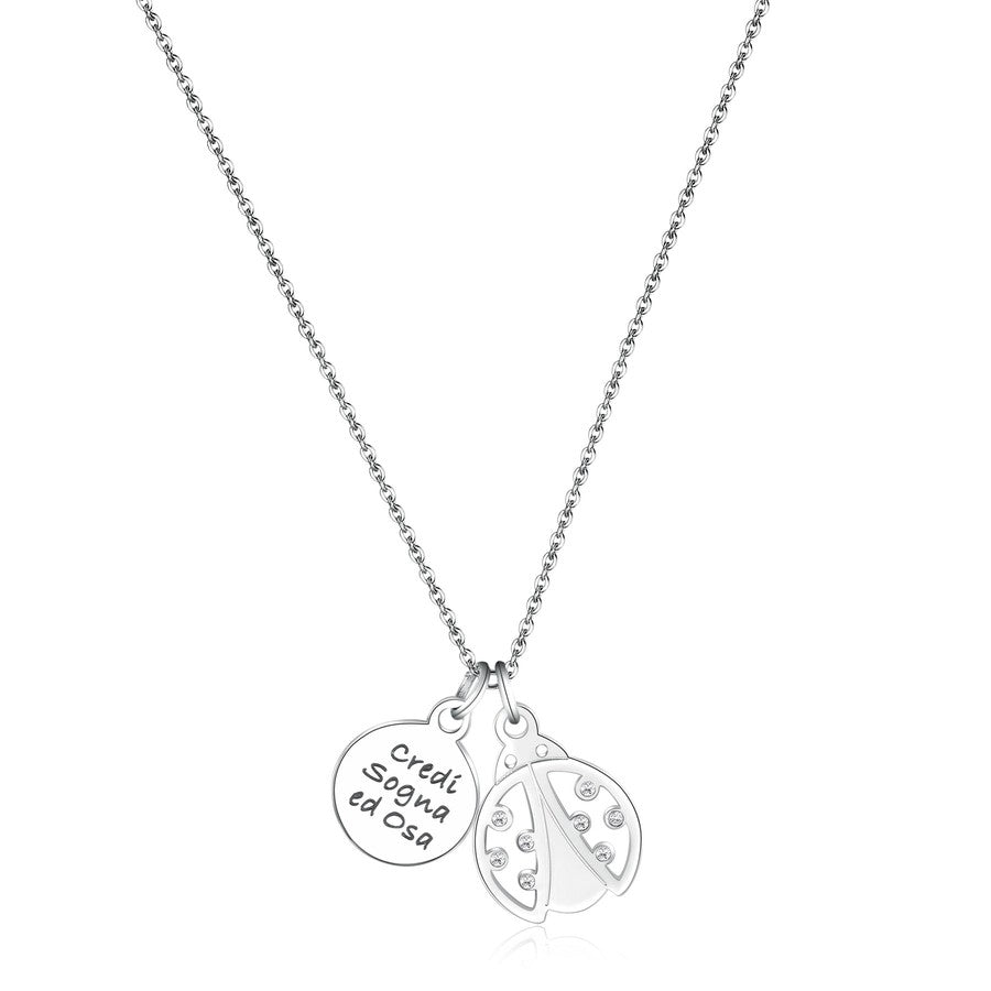 SYO03 Collana S'AGAPò YOU con Coccinella e scritta 