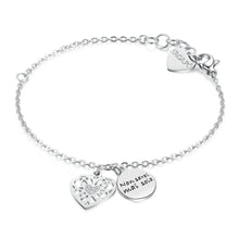 Carica l'immagine nel visualizzatore di Gallery, Bracciale con Cuore e Medaglietta "Non sarai mai sola" in acciaio e cristalli S'AGAPò YOU SYO14
