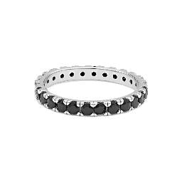 COMETE Uomo Argento UAN 121 Anello con Zirconi Neri - Tennis