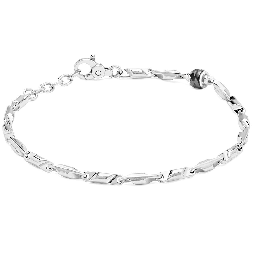 UBR 1001 COMETE Uomo Argento Bracciale a Catena con Ceramica Nera - Royal