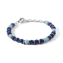Carica l&#39;immagine nel visualizzatore di Gallery, COMETE Uomo Acciaio UBR 1140 Bracciale a filo con perline di Agata Blu e Turchese - District
