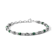 Carica l&#39;immagine nel visualizzatore di Gallery, COMETE Uomo Acciaio UBR 1201 Bracciale a filo con Malachite verde ed Ematite - District
