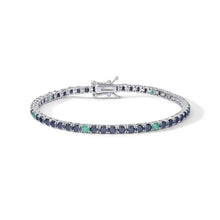 Carica l&#39;immagine nel visualizzatore di Gallery, COMETE Uomo Bracciale Tennis da 3mm con Zirconi Neri e Verdi in Argento - UBR 1252 M19
