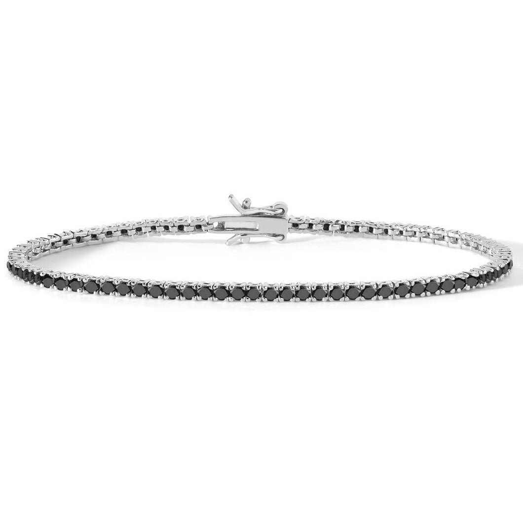 COMETE Uomo Argento UBR 898 Bracciale con Zirconi Neri da 2mm - Tennis