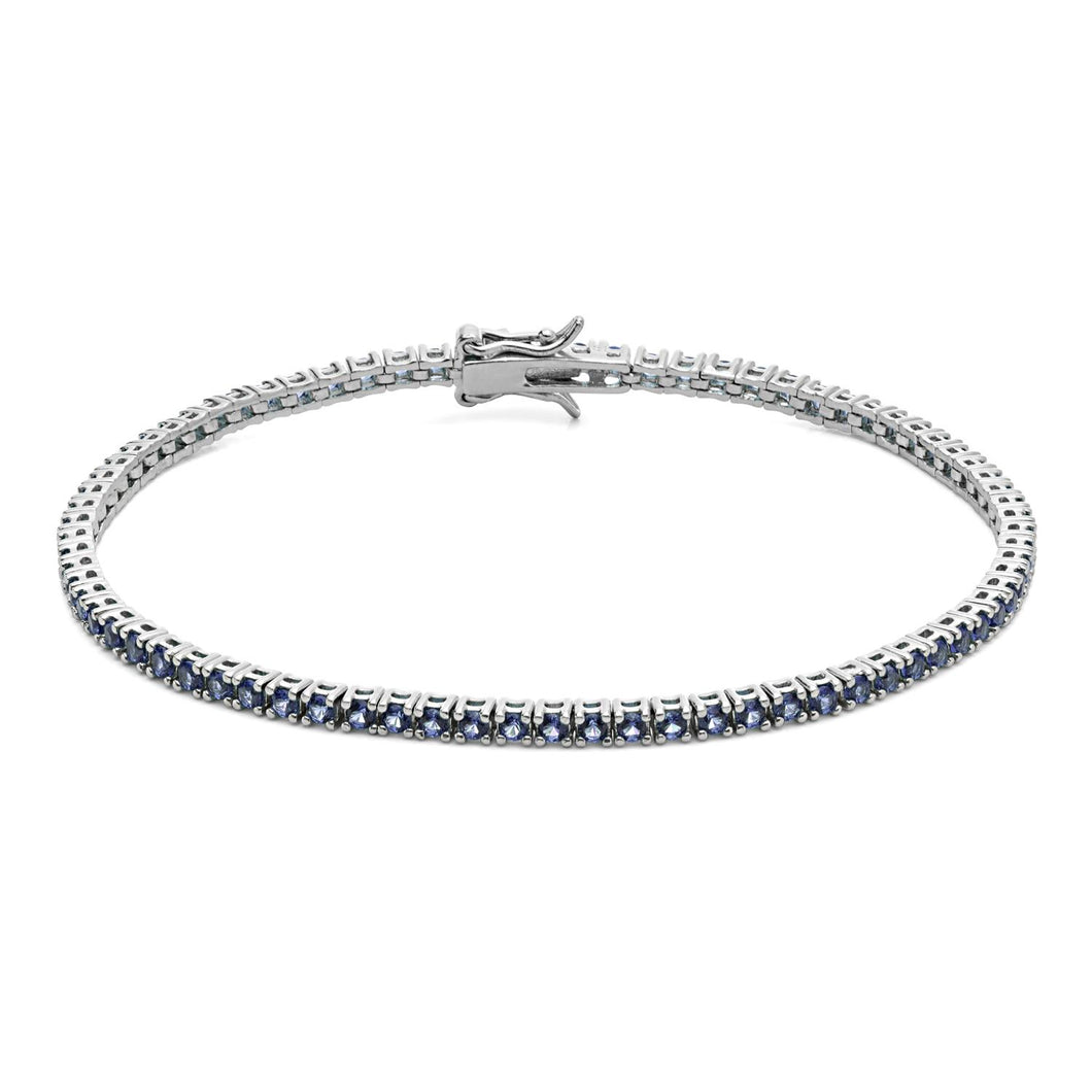 COMETE Uomo Argento UBR 995 Bracciale con Zirconi Blu da 2mm - Tennis