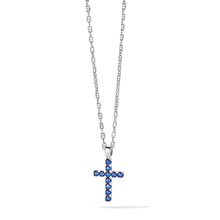 Carica l&#39;immagine nel visualizzatore di Gallery, COMETE Uomo Argento UGL 689 Girocollo con Croce e Zirconi Blu - Tennis
