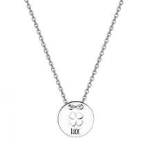 Carica l&#39;immagine nel visualizzatore di Gallery, SBM07 Collana S&#39;AGAPò Cerchio con Quadrifoglio con scritta &quot;Luck&quot;
