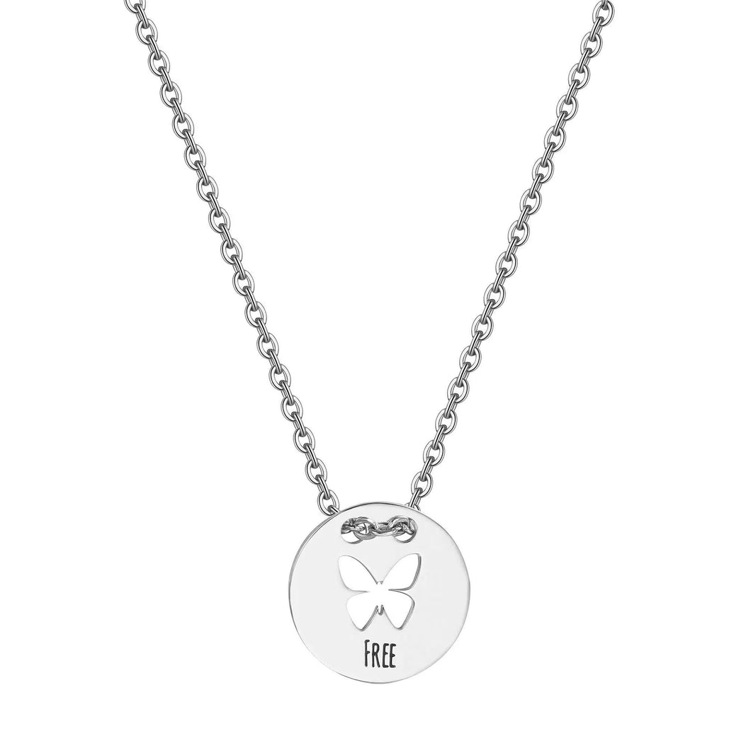 SBM10 Collana S'AGAPò Cerchio con Farfalla con scritta 