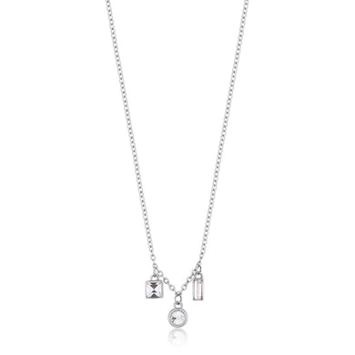 Collana sottile con Cristalli bianchi pendenti di varia forma In acciaio colore argento