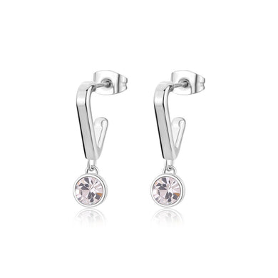Orecchini da Donna con Cristalli bianchi pendenti in Acciaio lucido color Argento