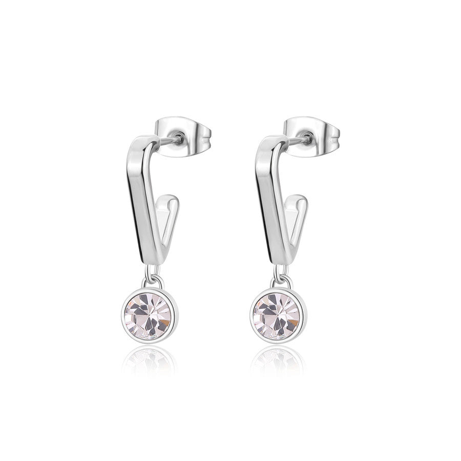 Orecchini da Donna con Cristalli bianchi pendenti in Acciaio lucido color Argento