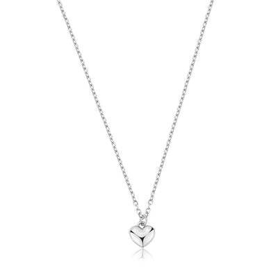 Collana sottile con cuore bombato pendente In acciaio Lucido di colore argento.