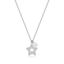 Carica l&#39;immagine nel visualizzatore di Gallery, Collana con pendenti a forma di stella e punto luce con cristalli bianchi In acciaio Lucido color argento.
