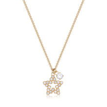Carica l&#39;immagine nel visualizzatore di Gallery, Collana con pendenti stella e punto luce con cristalli bianchi In acciaio Lucido placcato Oro
