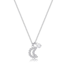 Carica l&#39;immagine nel visualizzatore di Gallery, Collana con pendente a forma di luna e punto luce con cristalli bianchi In acciaio Lucido color argento
