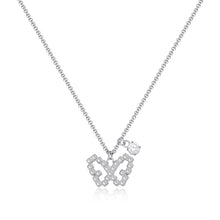 Carica l&#39;immagine nel visualizzatore di Gallery, Collana con farfalla e punto luce con cristalli bianchi In acciaio lucido colore argento
