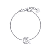 Carica l&#39;immagine nel visualizzatore di Gallery, Bracciale con Luna centrale fatta di cristalli bianchi in acciaio lucido color argento di
Sagapò della collezione Twinkle con piccolo charm a punto luce
