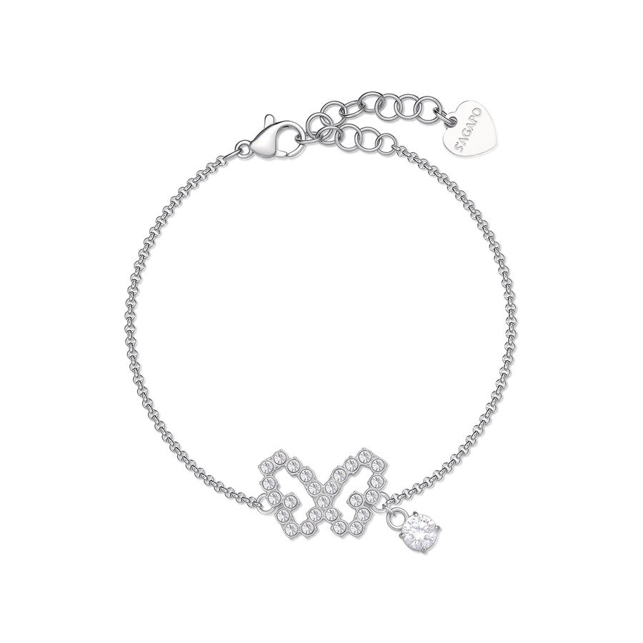 Bracciale sottile con farfalla centrale fatta di cristalli bianchi In acciaio Lucido di colore argento di
Sagapò della collezione Twinkle con piccolo charm a punto luce