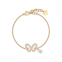 Carica l&#39;immagine nel visualizzatore di Gallery, Bracciale con farfalla centrale di cristalli bianchi In acciaio Lucido placcato Oro Giallo di
Sagapò della collezione Twinkle.
