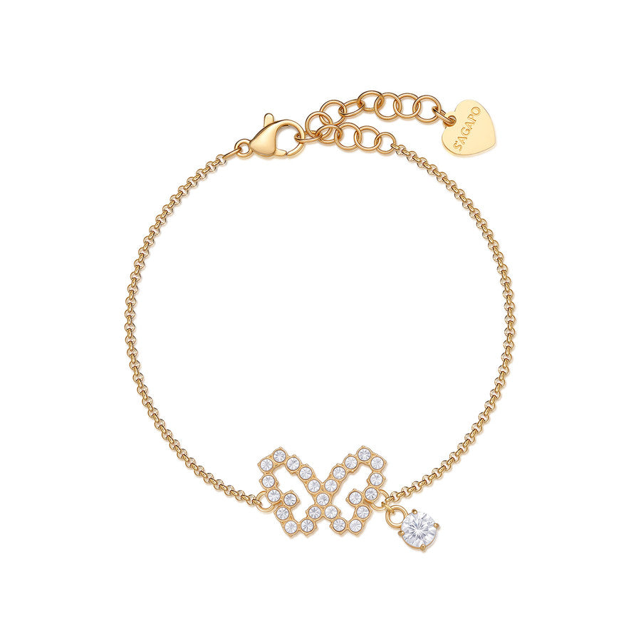 Bracciale con farfalla centrale di cristalli bianchi In acciaio Lucido placcato Oro Giallo di
Sagapò della collezione Twinkle.