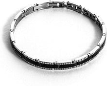 Carica l&#39;immagine nel visualizzatore di Gallery, 4US Gioielli 4UBR1711 Bracciale da Uomo in Acciaio Satinato e Placcature Nere
