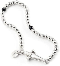 Carica l&#39;immagine nel visualizzatore di Gallery, JPBR0533B CESARE PACIOTTI Jewels Rosario a Bracciale con Spadino in Argento 925 e Onice Nera
