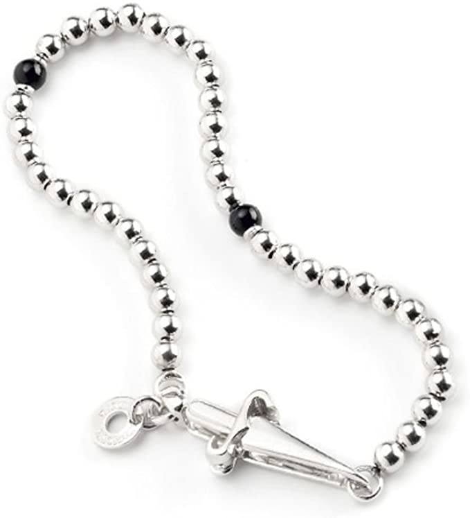 JPBR0533B CESARE PACIOTTI Jewels Rosario a Bracciale con Spadino in Argento 925 e Onice Nera
