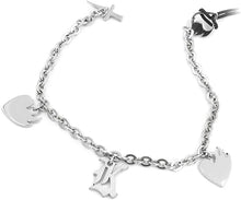 Carica l&#39;immagine nel visualizzatore di Gallery, KRIS Bracciale Acciaio con charms cuore infuocato e K
