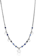 Carica l&#39;immagine nel visualizzatore di Gallery, SHT03 Collana Sagapo HAITI in acciaio con pendenti a forma di cuoricino e sfere di sodalite
