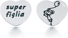 Carica l&#39;immagine nel visualizzatore di Gallery, FEELINGS Jewels Orecchini FE04AOL in acciaio a forma di cuore SUPER FIGLIA
