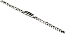 Carica l&#39;immagine nel visualizzatore di Gallery, 4US Gioielli 4UBR0729 Bracciale da Uomo in Acciaio con Targhetta e Pietre Nere
