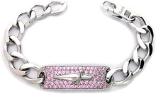 Carica l&#39;immagine nel visualizzatore di Gallery, JPBR0307B CESARE PACIOTTI Jewels Bracciale con Targa e Pavè di Pietre Rosa in Argento 925
