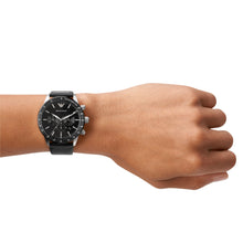 Carica l&#39;immagine nel visualizzatore di Gallery, EMPORIO ARMANI AR11243 Mario Orologio Cronografo Uomo in Pelle Nero
