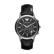 Carica l&#39;immagine nel visualizzatore di Gallery, EMPORIO ARMANI AR2447 Renato Orologio Cronografo Uomo in Pelle Nero
