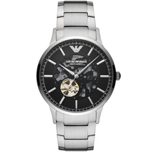 Carica l&#39;immagine nel visualizzatore di Gallery, EMPORIO ARMANI AR60055 Renato Orologio Meccanico uomo in Acciaio Quadrante Nero
