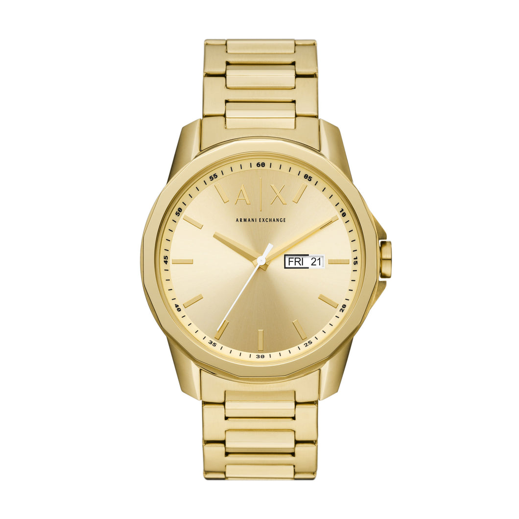ARMANI EXCHANGE AX1734 BANKS Orologio Uomo in Acciaio Placcato Oro