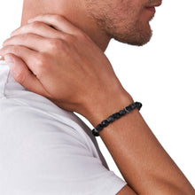 Carica l&#39;immagine nel visualizzatore di Gallery, DIESEL DX1134040 Beads Bracciale Uomo con Agata Nera tessuto e Acciaio
