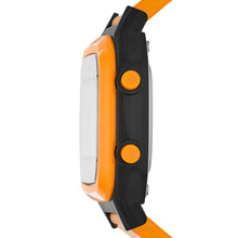 Carica l&#39;immagine nel visualizzatore di Gallery, FOSSIL FS5678 Orologio LCD digitale retrò in nylon Arancione neon
