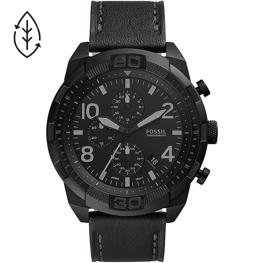 FOSSIL FS5874 Orologio Cronografo Uomo in Pelle Nero - Bronson