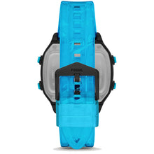 Carica l&#39;immagine nel visualizzatore di Gallery, FOSSIL FS5676 Orologio LCD digitale retrò in nylon Blue Azzurro Neon
