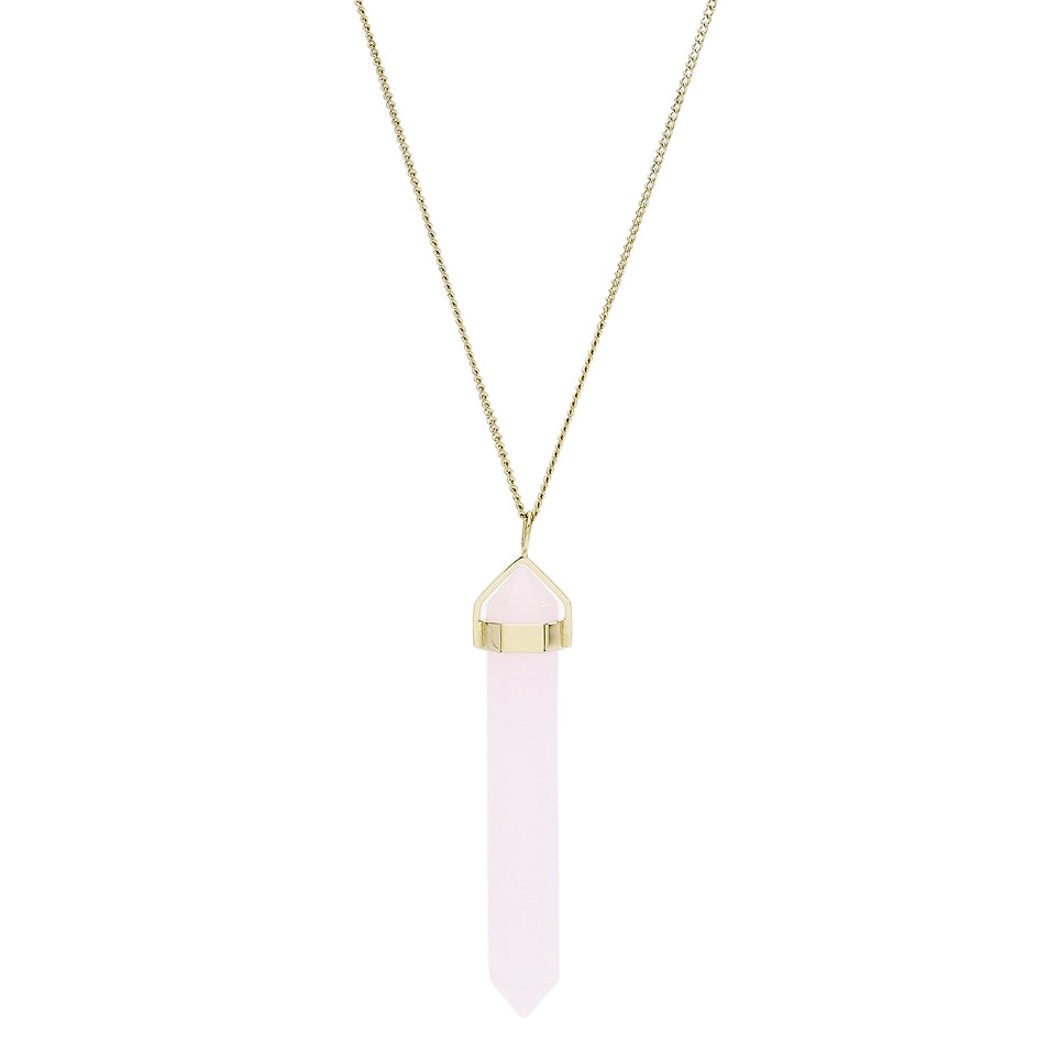 Fossil JF03464710 Collana Donna con Ciondolo di Cristallo Rosa in Acciaio Dorato - Power Of Crystals