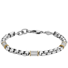 Carica l&#39;immagine nel visualizzatore di Gallery, Fossil JF04138998 Bracciale Uomo a Catena in Acciaio Colore Argento e Oro Giallo
