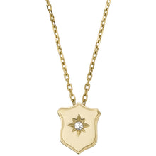 Carica l&#39;immagine nel visualizzatore di Gallery, Fossil JF04351710 Collana Donna con pendente a Scudo in acciaio Dorato - Essentials Heritage
