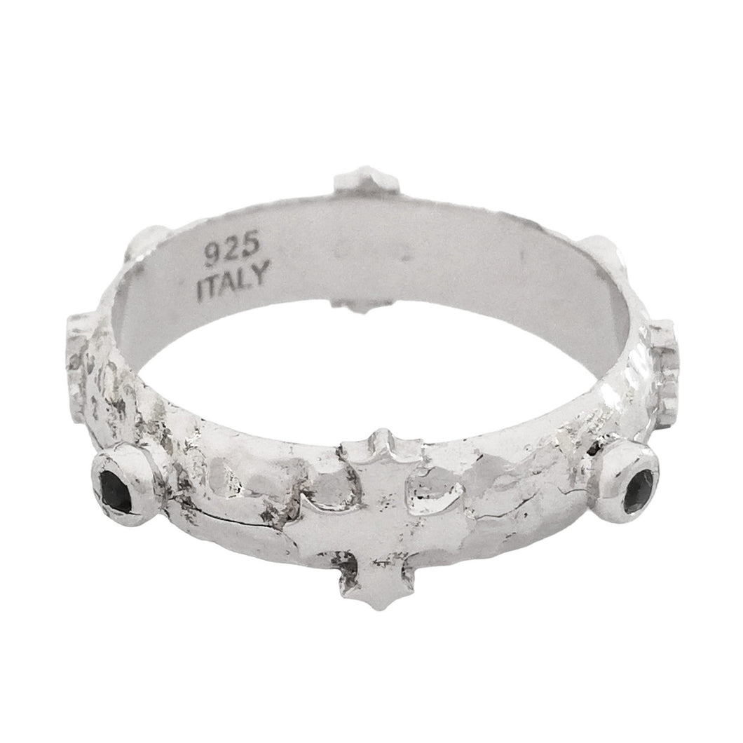 JPAN0844B CESARE PACIOTTI Jewels Anello a Rosario in Argento925 e Zirconi Neri