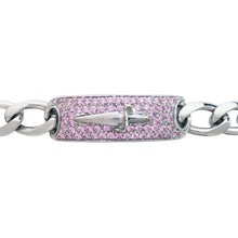 Carica l&#39;immagine nel visualizzatore di Gallery, JPBR0307B CESARE PACIOTTI Jewels Bracciale con Targa e Pavè di Pietre Rosa in Argento 925
