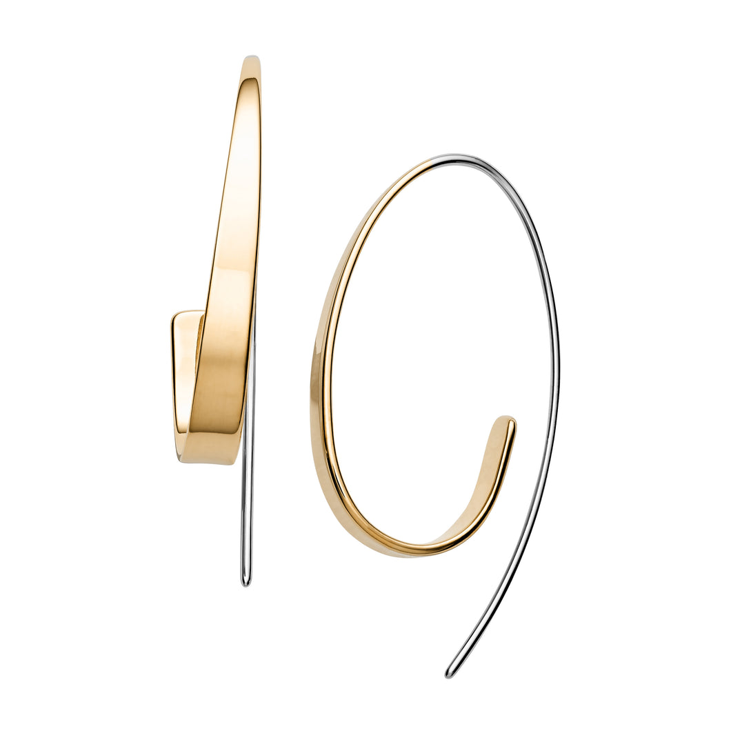 Skagen SKJ1217998 Orecchini donna a cerchi Pendenti in Acciaio Placcato Oro Giallo Kariana