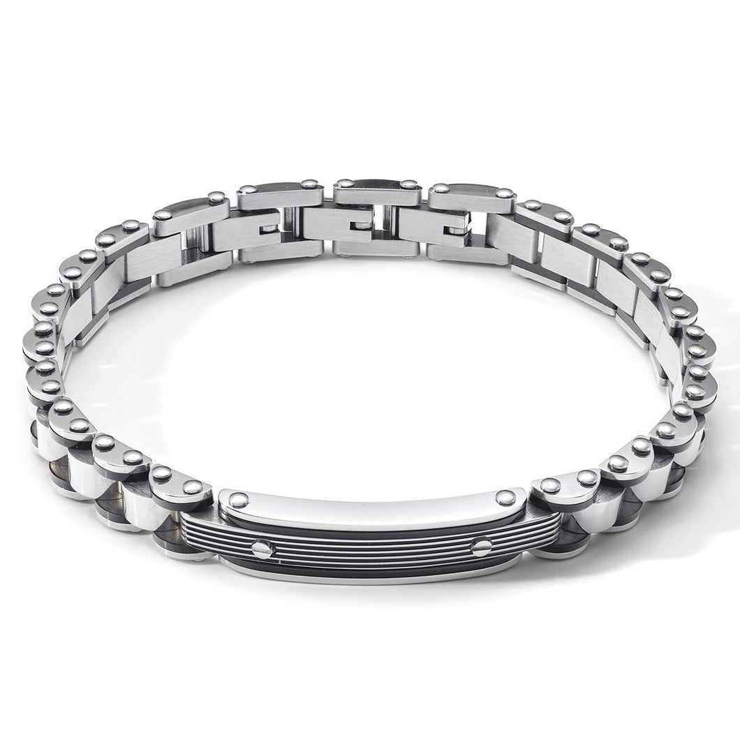 COMETE Uomo Acciaio UBR 1028 Bracciale Colore Argento e PVD Nero - Costellation