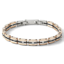 Carica l&#39;immagine nel visualizzatore di Gallery, COMETE Uomo Acciaio UBR 1056 Bracciale Colore Argento e PVD Nero e Oro Rosa - Costellation
